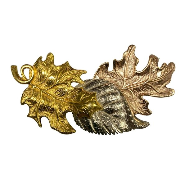 Vintage Gold Silver and Bronze Toned Leaf Brooches - EUC - Avon - Picture 8 of 9